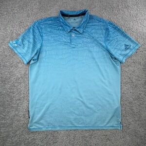 Adidas Mens Primeblue Golf Polo Shirt Blue Ombre Striped Size Large